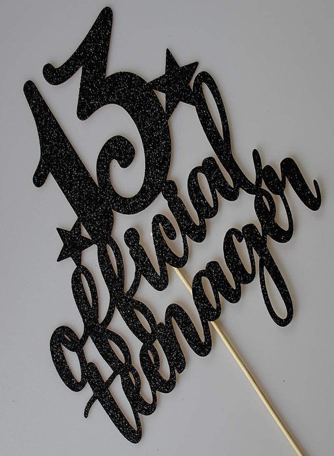 Festiko®Teens Happy 13th Birthday Cake Topper, Boys Girls Teenager 13th Birthday Party Decorations, Thirteen Years Old Birthday Party Decor, Black Glitter - Image 4